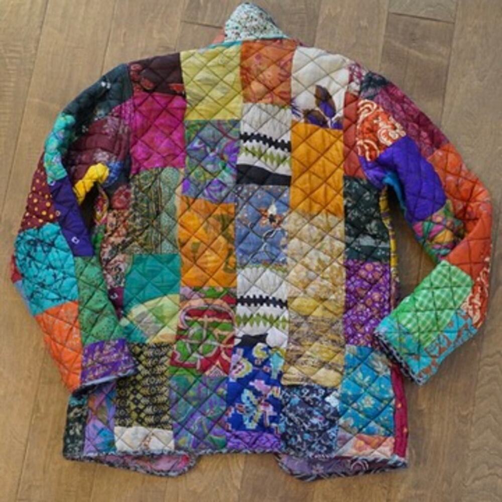 C:Eed Silk Patchwork Colorful Reversible Quilted … - image 6